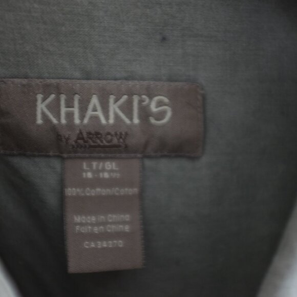 Khakis by Arrow green button shirt 100% cotton size LT - Picture 5 of 10